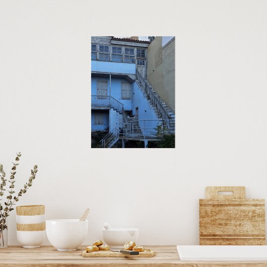 Poster Escalier bleu à Athènes (Cuisine)