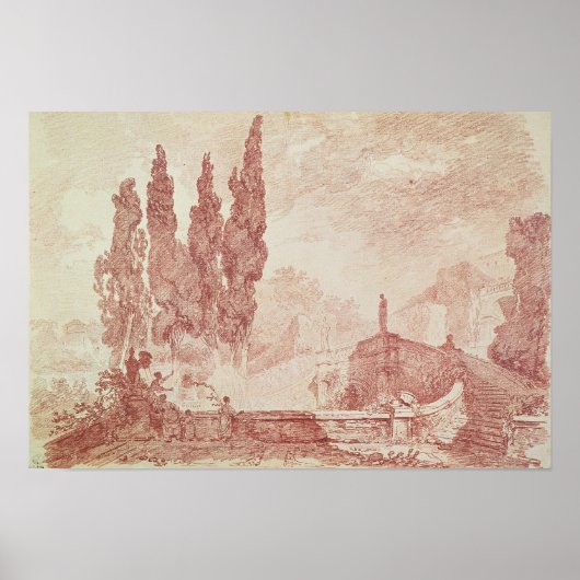 Poster Escalier dans les jardins de la Villa d'Est (Devant)