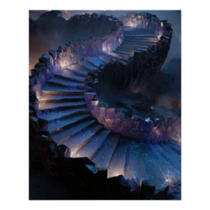 Poster Escalier de galaxie spirale dans la lueur de minui
