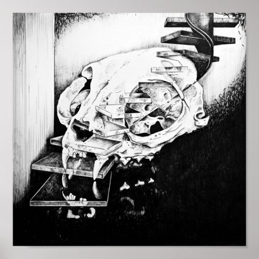 Poster Escalier descendant du crâne de chat (Devant)