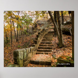 Poster Escalier en pierre en automne - Heavener,