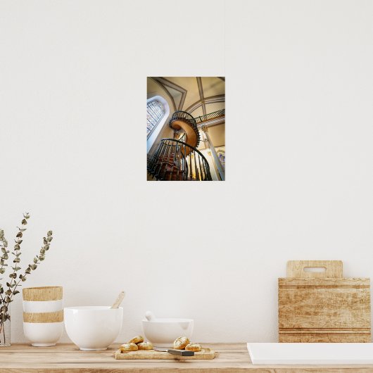 Poster Escalier Miraculaire Chapelle Loretto Père Noël Fe (Cuisine)