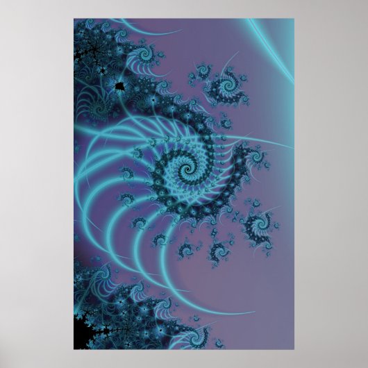 Poster Escalier Spiral | Art fractal bleu et rose (Devant)