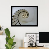Poster Escalier Spiral au Ciel Noir et Blanc (Bureau à domicile)