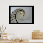 Poster Escalier Spiral au Ciel Noir et Blanc (Cuisine)