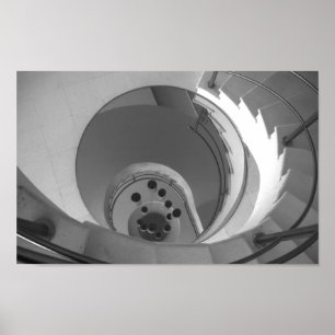 Poster Escalier Spiral Photographique Noir Et Blanc
