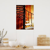 Poster Escalier Spiral Rustique au Cabine Mountain Lodge (Cuisine)