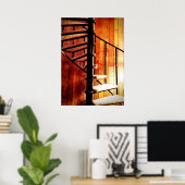 Poster Escalier Spiral Rustique au Cabine Mountain Lodge (Bureau à domicile)