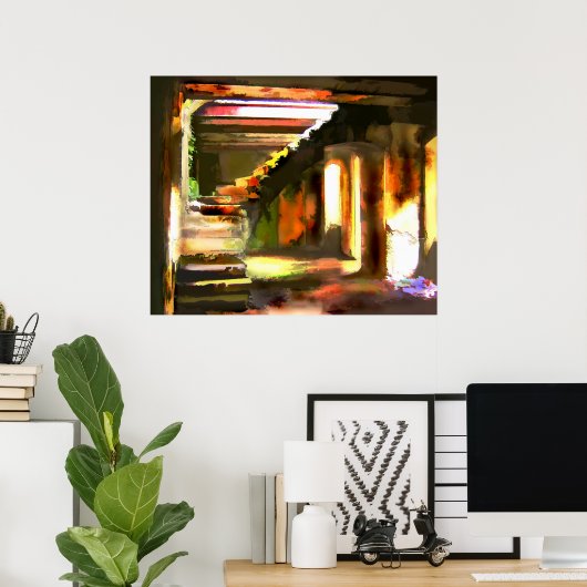 Poster Escalier vers un sous-sol vide (Bureau à domicile)