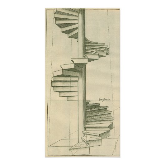 Poster Escaliers Architecturaux vintages, Escalier Spiral (Devant)