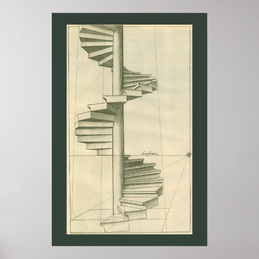 Poster Escaliers Architecturaux vintages, Escalier Spiral (Devant)