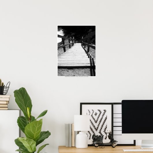 Poster Escaliers noirs et blancs (Bureau à domicile)