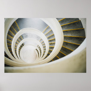 Poster Escaliers noirs et blancs en spirale