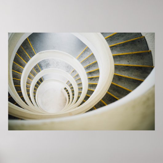 Poster Escaliers noirs et blancs en spirale (Devant)