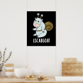 Poster Escar-chèvre Funny French Snail Pun Dark BG (Cuisine)