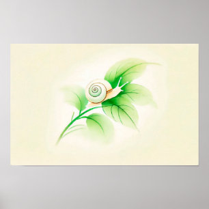 Poster Escargot à l'encre de Chine sur branche