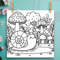 Escargot et champignons mignons | Couleur