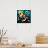 Poster Escargot fantaisiste aux couleurs vives en empâtem (Cuisine)