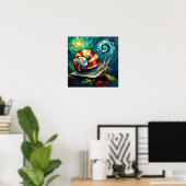 Poster Escargot fantaisiste aux couleurs vives en empâtem (Bureau à domicile)
