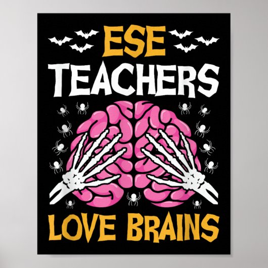Poster Ese Teacher Love Brains Funny Halloween School (Devant)