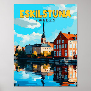 Poster Eskilstuna Suède illustration de voyage vintage