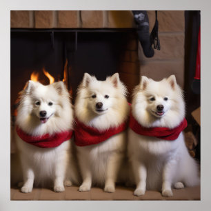Poster Eskimo Américain au coin du feu de Noël