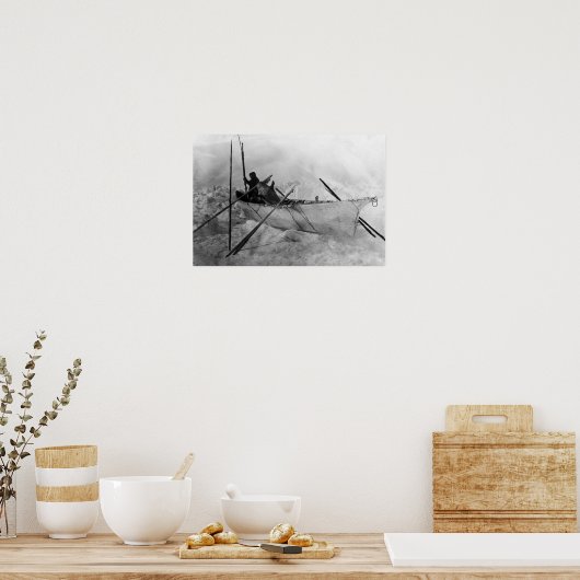 Poster Eskimo en bateau fait avec des peaux appelé Omiak (Cuisine)