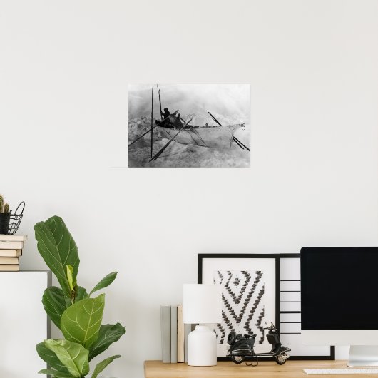 Poster Eskimo en bateau fait avec des peaux appelé Omiak (Bureau à domicile)