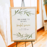 Poster ESME Bohemian Green Fête des mariées or Bienvenue<br><div class="desc">Ce panneau d'accueil pour la douche nuptiale comporte des feuilles de sauge aquarelle et une police manuscrite dorée. Ce poster de douche nuptiale est parfait pour votre événement de mariée à thème bohème ou jardin. Associez-vous à tout ce qui se trouve dans la collection ESME pour un look cohésif.</div>