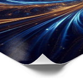 Poster Espace Abstrait moderne Royal Blue et Gold Swirls (Coin)