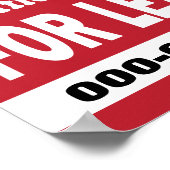 Poster Espace bureau à louer en rouge avec numéro de télé (Coin)