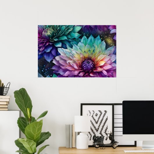 Poster Espace coloré Dahlia Fleur (Bureau à domicile)