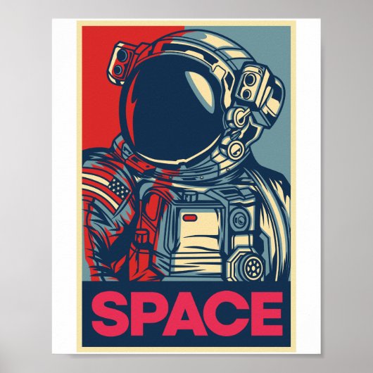 Poster Espace coloré des astronautes modernes (Devant)