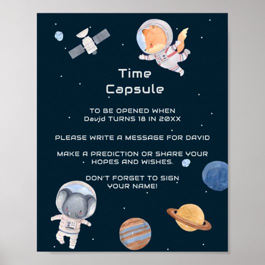 Poster Espace : Planètes et astronautes Capsule de temps (Devant)