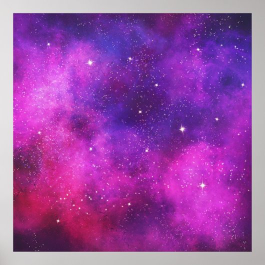 Poster Espace rose & violet & Étoiles Faux Galaxy (Devant)