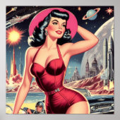 Poster Espace Sci-fi Pin-up (Devant)