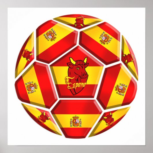 Poster Espagne balle de football La Furia Roja Toro drape (Devant)