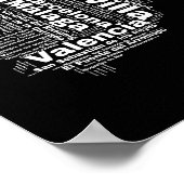 Poster espagne carte mot nuage avec noms de villes (Coin)