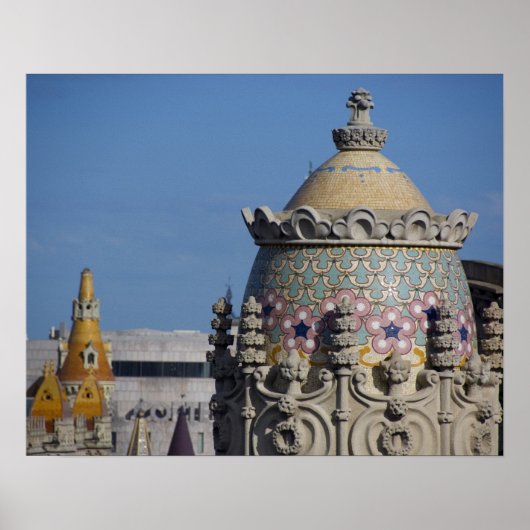 Poster Espagne, Catalogne, Barcelone. Le toit de Barcelon (Devant)