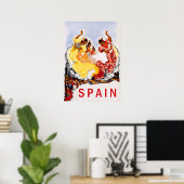 Poster Espagne, danse traditionnelle, femme, voyage vinta (Bureau à domicile)