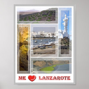 Poster Espagne - Îles Canaries - Lanzarote - I Love -