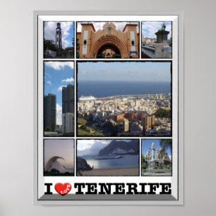 Poster Espagne - Îles Canaries - Tenerife - I Love -