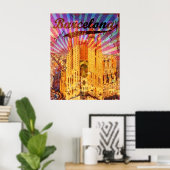 Poster Espagne Vintage Barcelone (Bureau à domicile)
