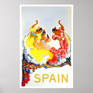 Poster Espagne Voyage vintage flamenco