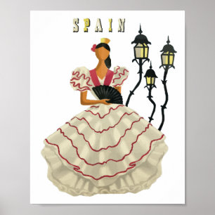 Poster Espagnol danseuse flamenco femme Espagne Travel Ar