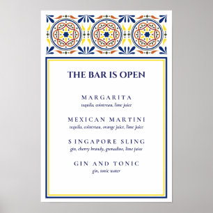 Poster Espagnol Marine Tile Jaune Signature Cocktail VF