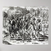 Poster Espagnols recevant des cadeaux d'Indiens (Devant)