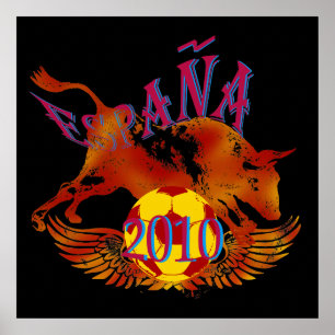 Poster España 2010 cadeaux grunges de ballon de football