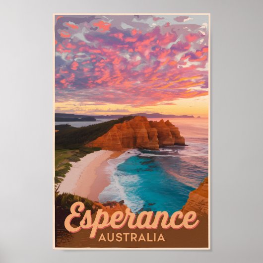 Poster Esperance Australie Illustration Voyage Art Retro (Devant)