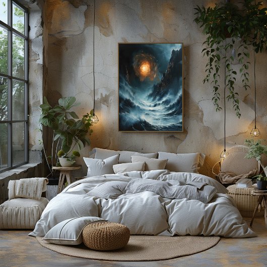 Poster Espiral Cósmica del Océano: Paisaje Marino Surreal